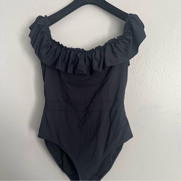 Bleu Rod Beattie Strapless Ruffle Overlay Black Monokini Maillot Swimsuit 14 - Picture 6 of 14